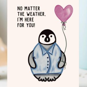 penguin note cards, thinking of you note cards, sympathy note card set, stationery card and envelope, greeting card for friend, set of cards - handmade by Beth Ann Erickson Designs