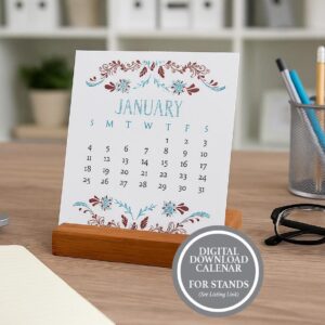 printable 2026 desktop calendar, printable mini calendar, 4x4 calendar download, digital download calendar, mini calendar printables - handmade by Beth Ann Erickson Designs