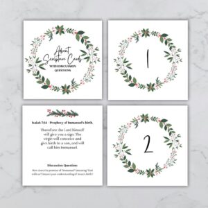 printable advent verses, printable advent devotional for kids, christmas scripture cards, 4x4 print size, christmas bible verse cards - handmade by Beth Ann Erickson Designs