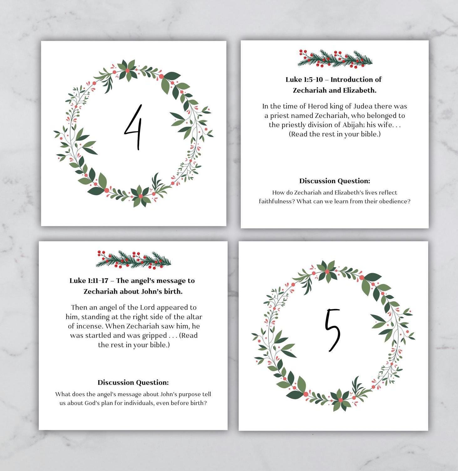printable advent verses, printable advent devotional for kids, christmas scripture cards, 4x4 print size, christmas bible verse cards - handmade by Beth Ann Erickson Designs