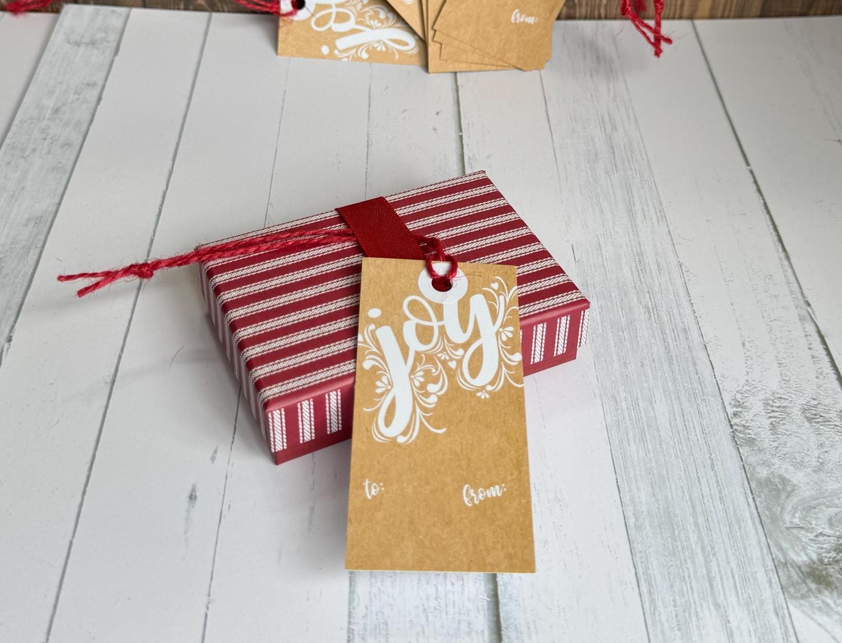 printed gift tags, christmas gift tags, gift tag set, holiday gift tag, gift wrapping, joy gift tag, set of 10 - handmade by Beth Ann Erickson Designs