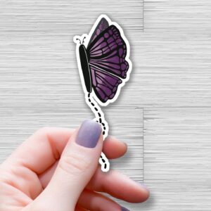 purple butterfly sticker for waterbottle, mini sticker, planner sticker, nature sticker, cute sticker, waterproof water bottle sticker - handmade by Beth Ann Erickson Designs