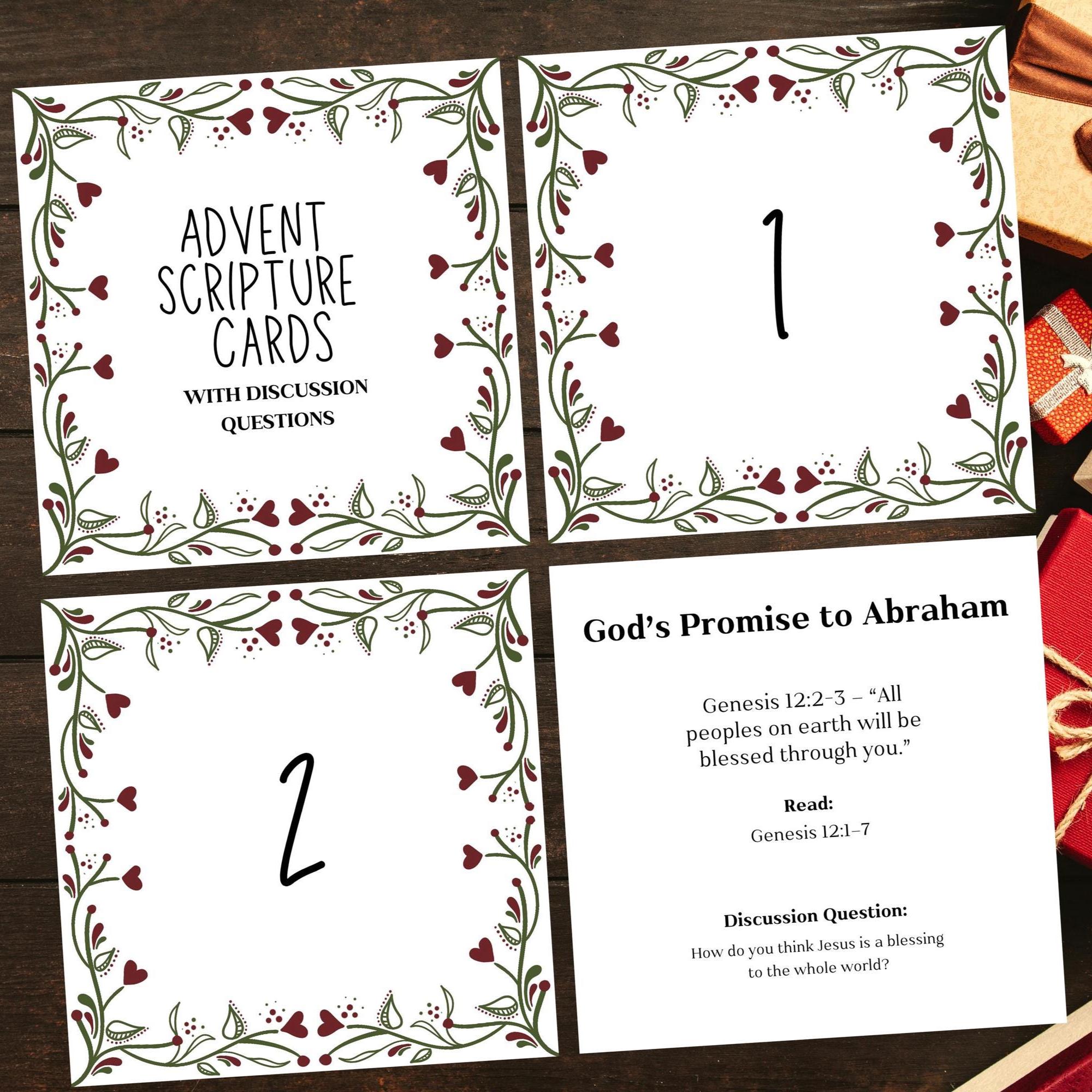 scandi printable advent verses, printable advent devotional, christmas scripture cards, christmas bible verse cards, 325x325 print size - handmade by Beth Ann Erickson Designs