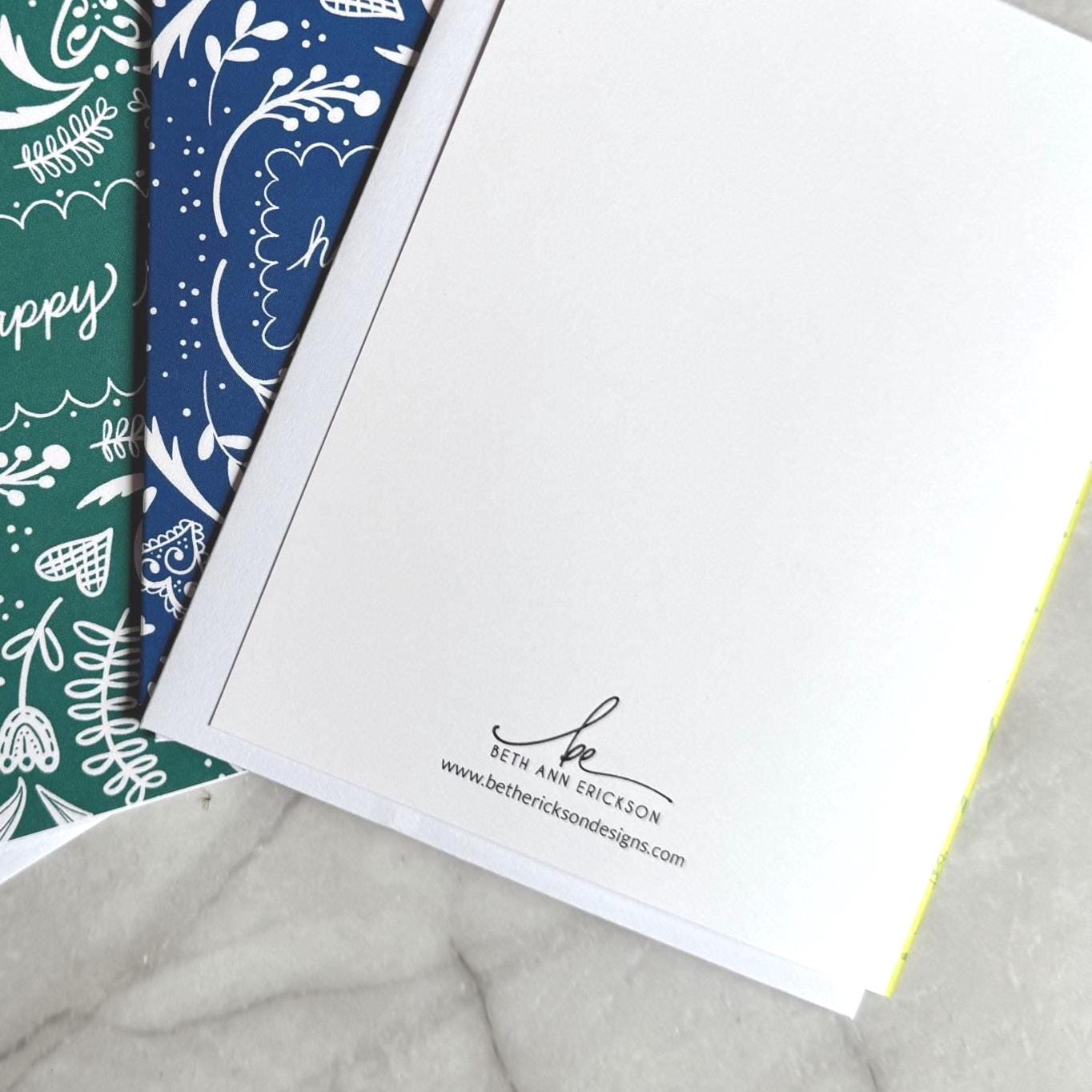 scandinavian birthday card, nordic birthday, printed birthday card, birthday card set, folded birthday cards, 4 pack, assorted birthday card - handmade by Beth Ann Erickson Designs