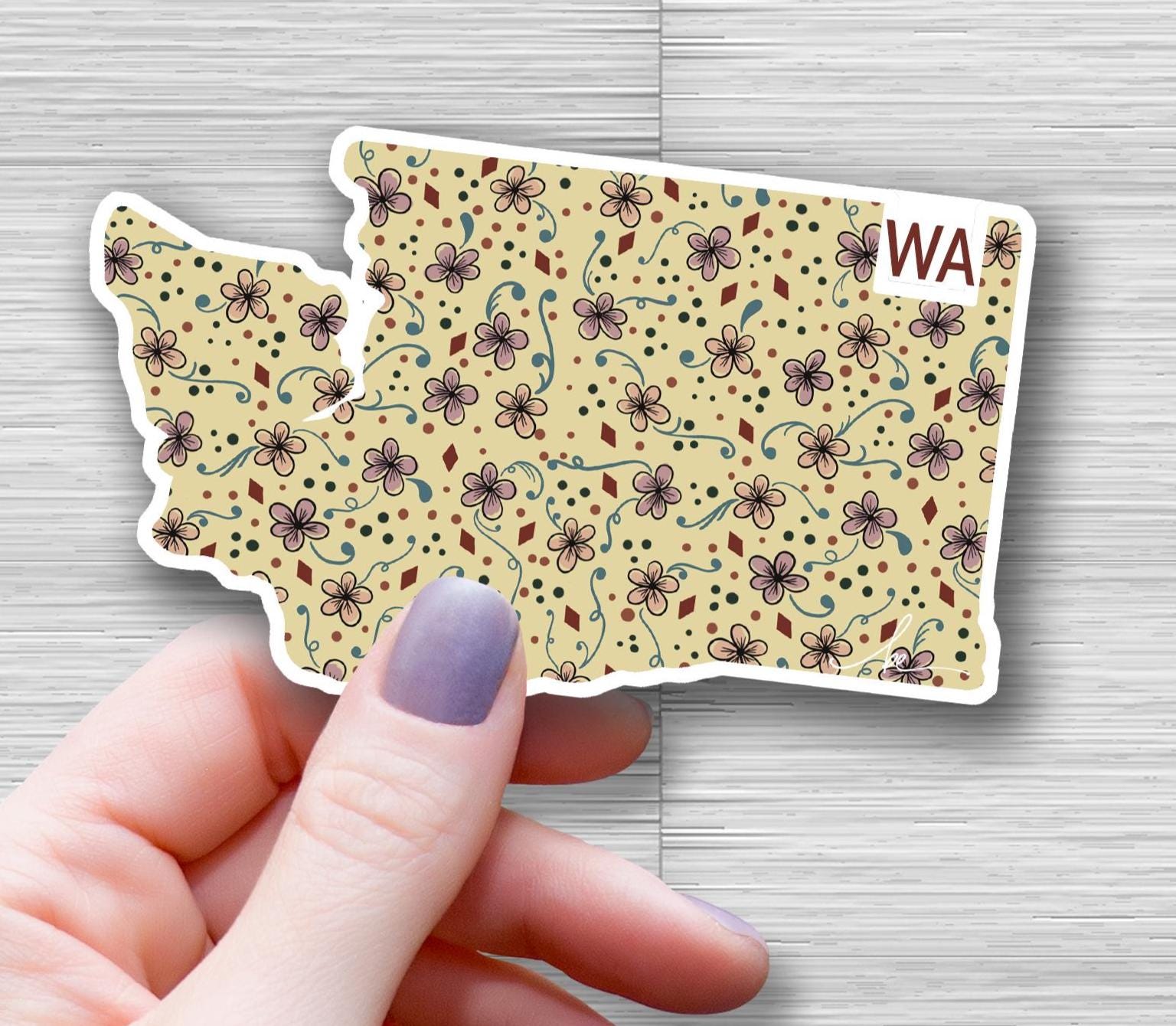 washington state stickers, pacific northwest sticker, water bottle sticker, laptop sticker, outdoor stickers, washington state sticker decal - handmade by Beth Ann Erickson Designs