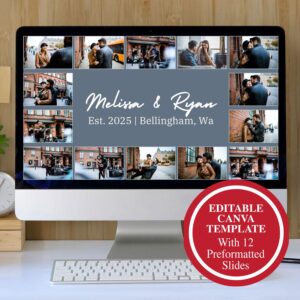 wedding slideshow template, wedding slideshow video, wedding slideshow canva template, our story begins wedding slideshow template - handmade by Beth Ann Erickson Designs